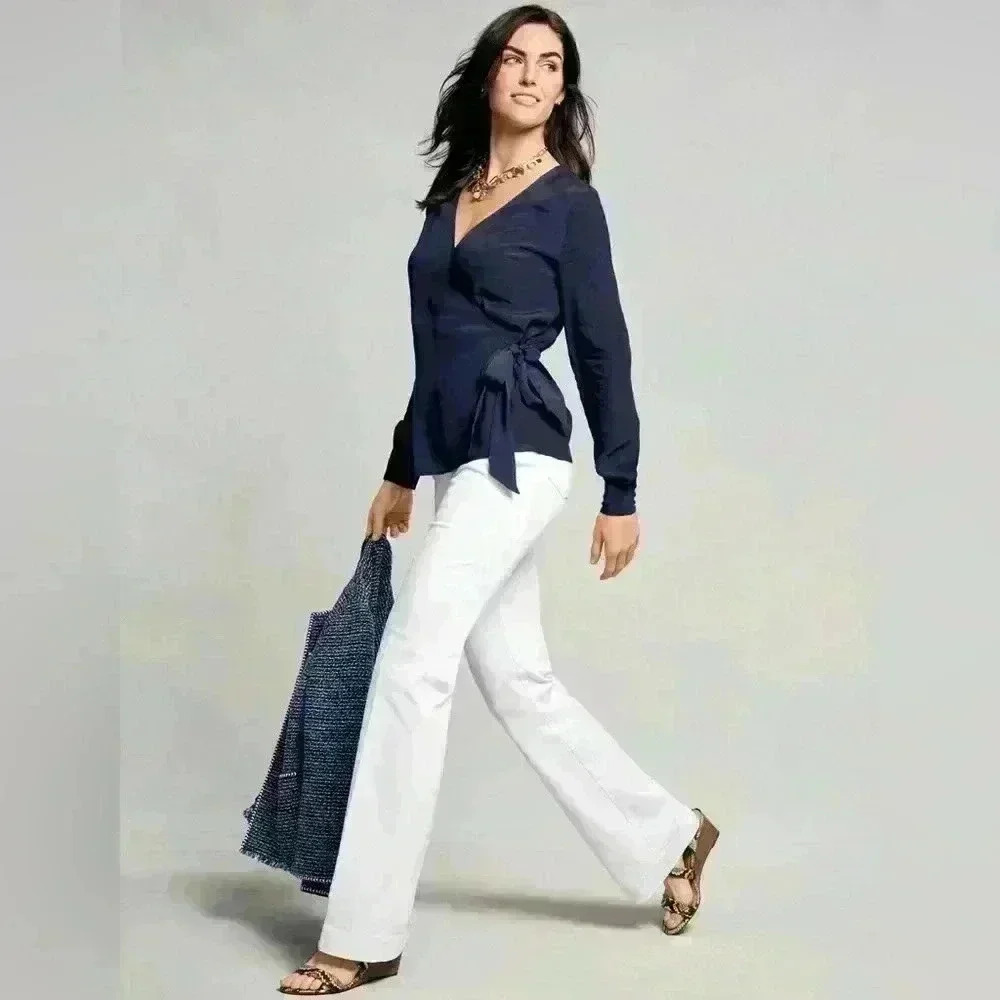 Elegant Navy Wrap Top